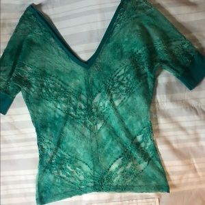 Adorable teal tone lace top!
